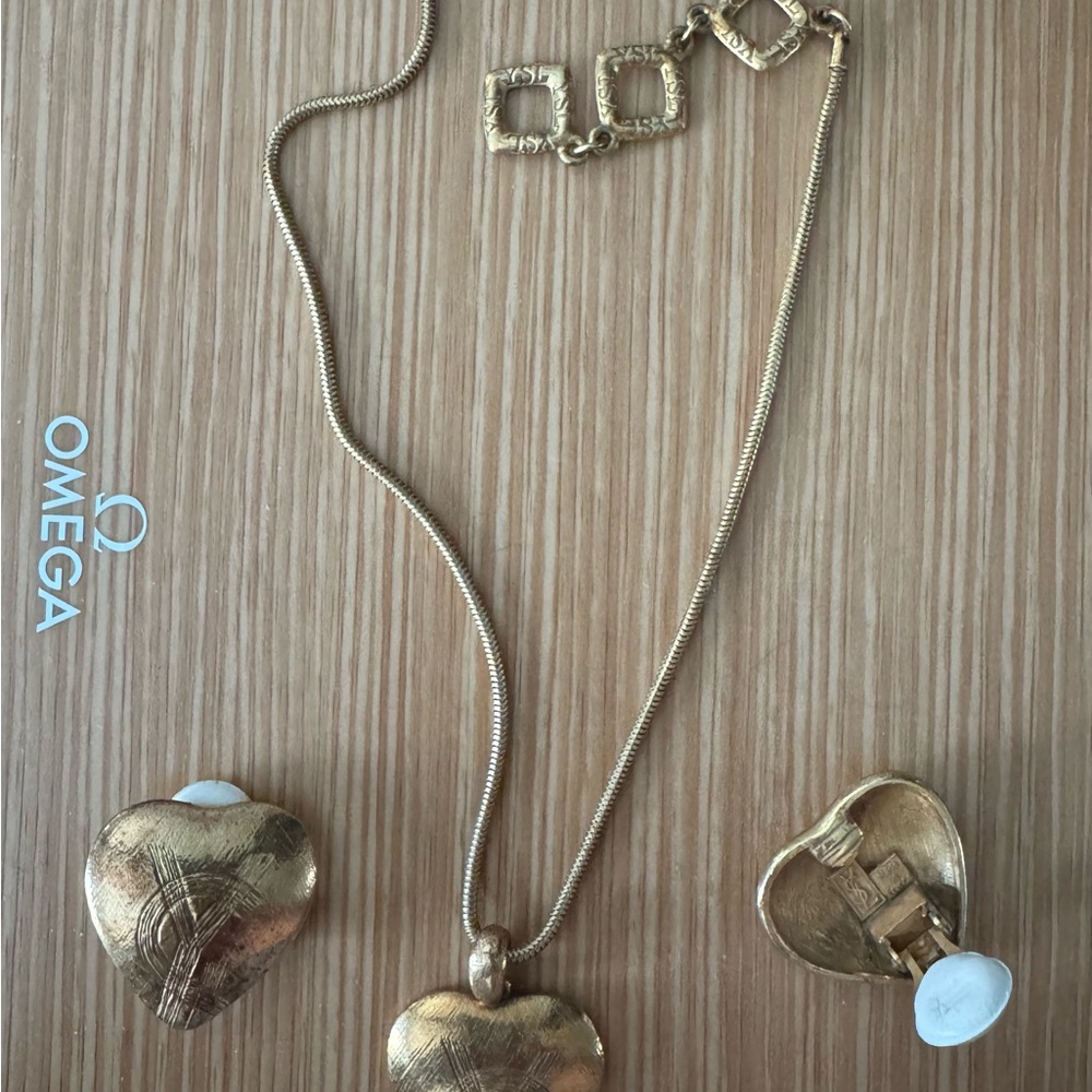 Vintage YSL Gold Heart Jewelry Set